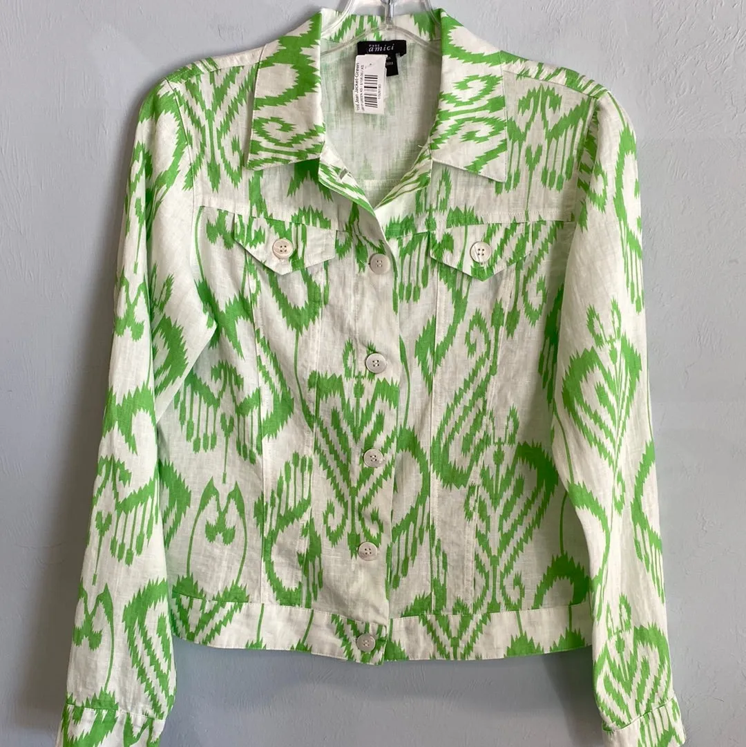 Print Jean Jacket-Green