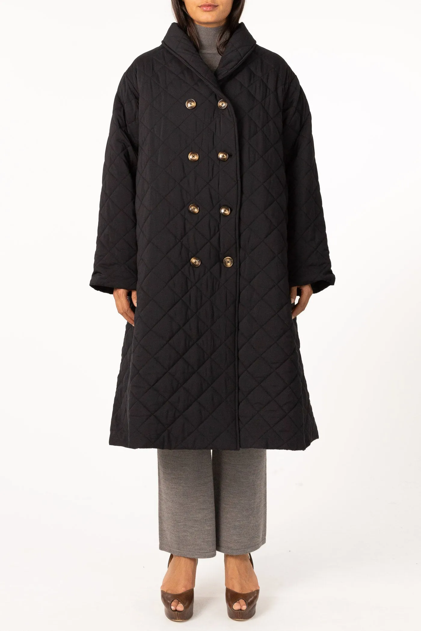 Quilted Flared Coat