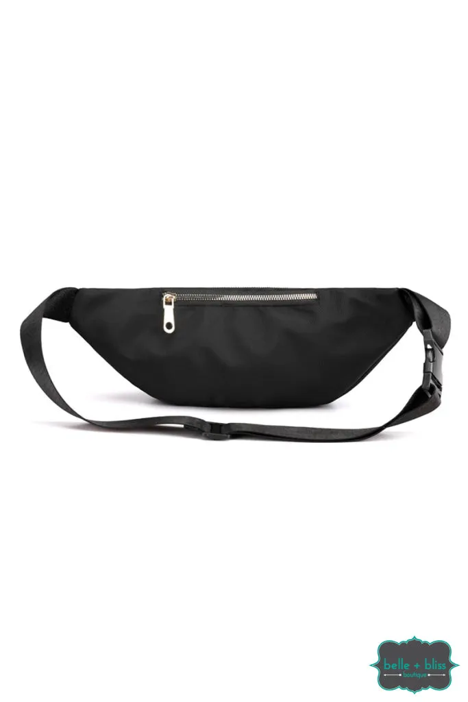 Quilted Multi Pocket Belt Bag - Black