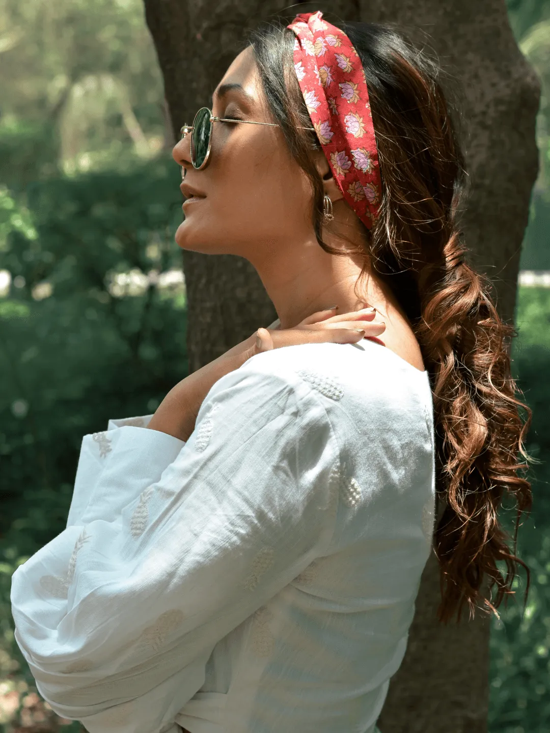 Red Block Print Bandana