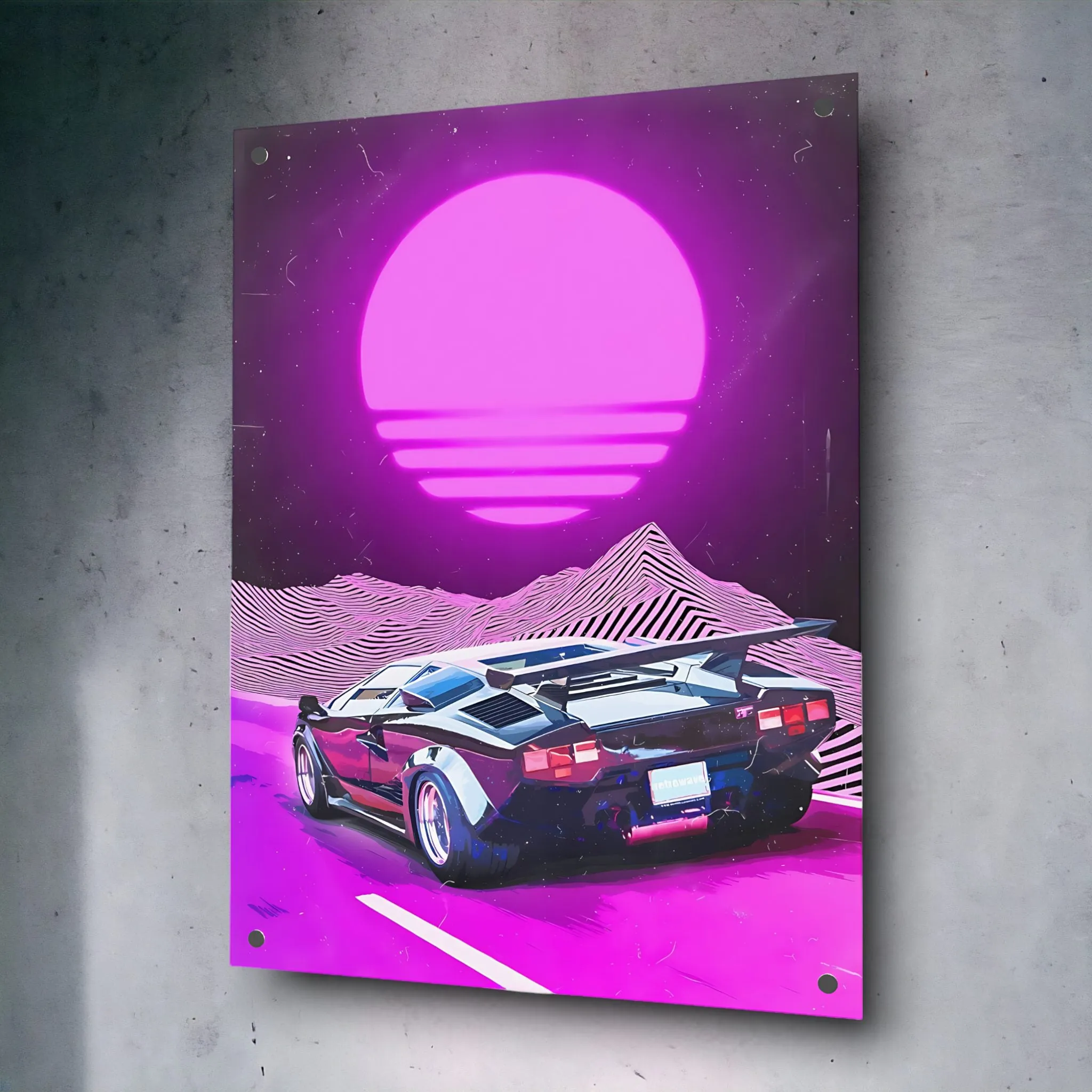 Retrowave Drive Neon (Purple) Acrylic Wall Art