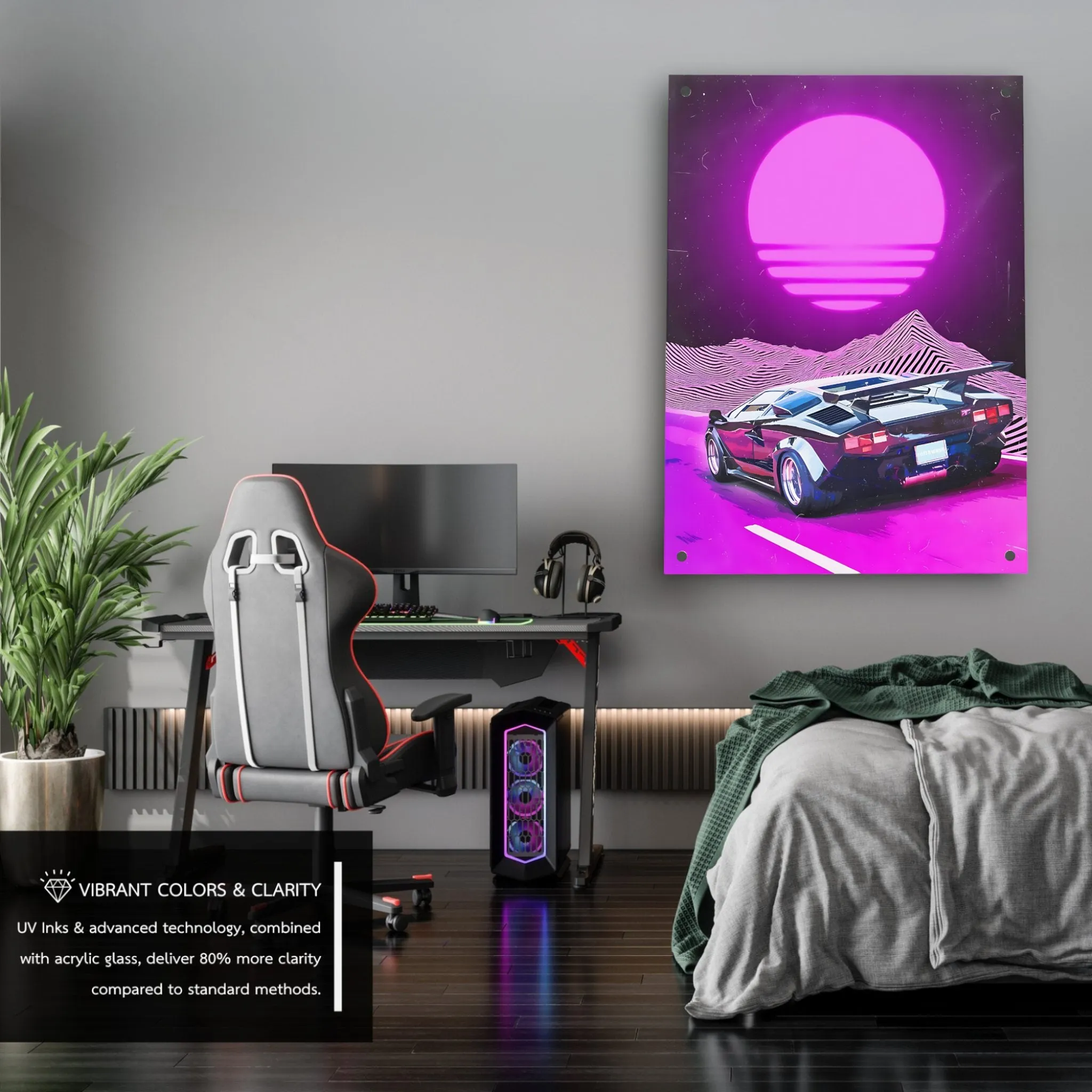 Retrowave Drive Neon (Purple) Acrylic Wall Art