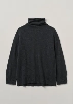 Roll Neck Wool Cashmere Sweater | Charcoal