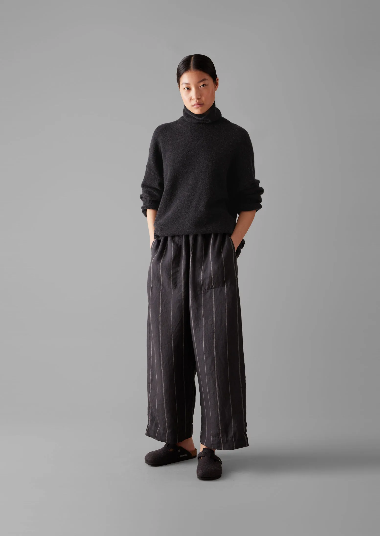 Roll Neck Wool Cashmere Sweater | Charcoal