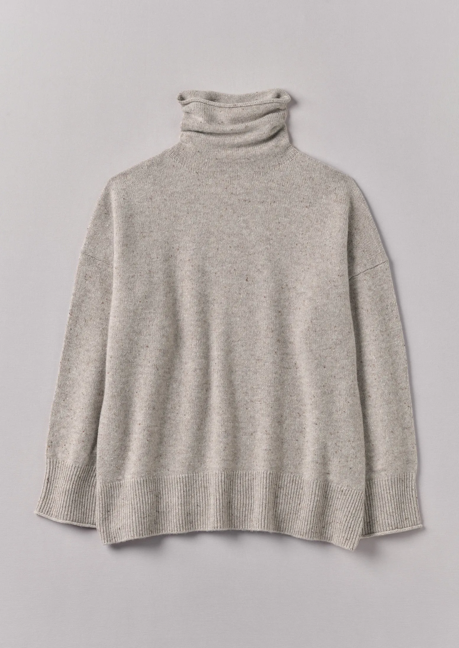 Roll Neck Wool Cashmere Sweater | Oatmeal