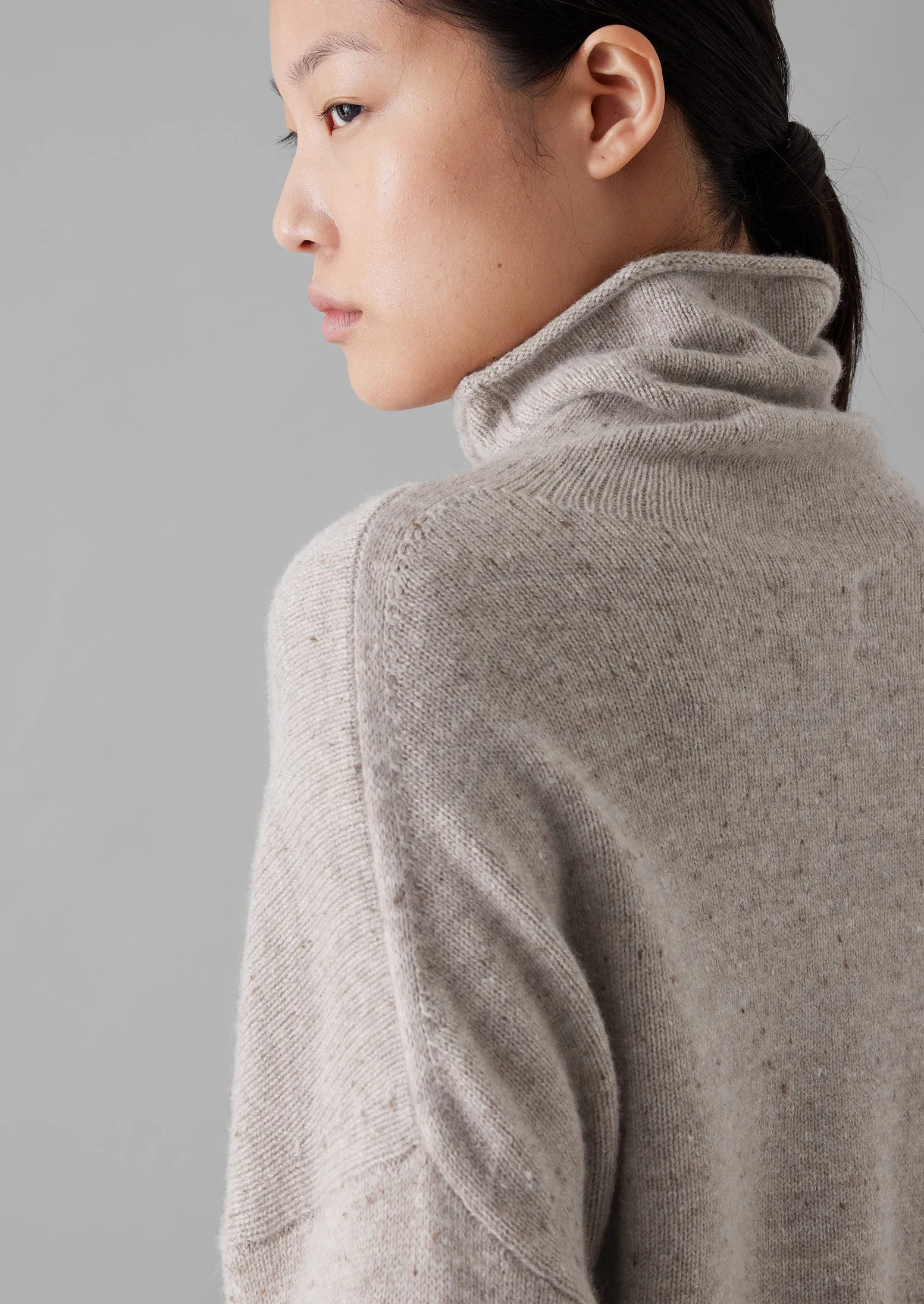 Roll Neck Wool Cashmere Sweater | Oatmeal