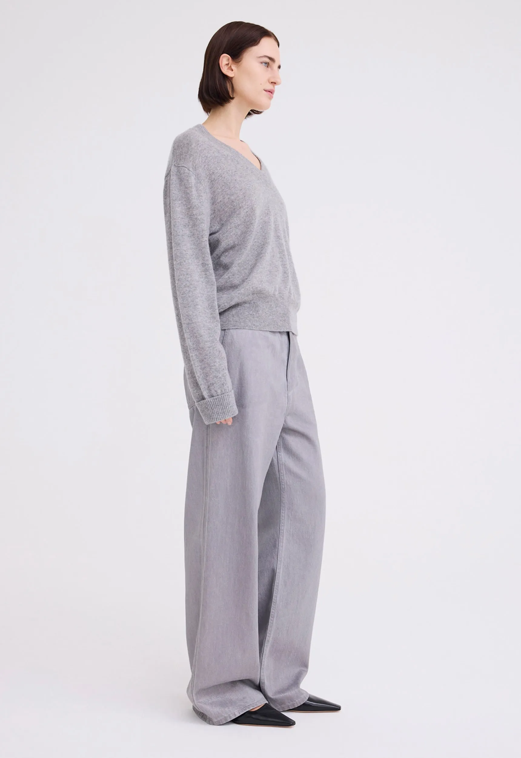 Sharpo Cashmere Sweater - Mid Grey Marle