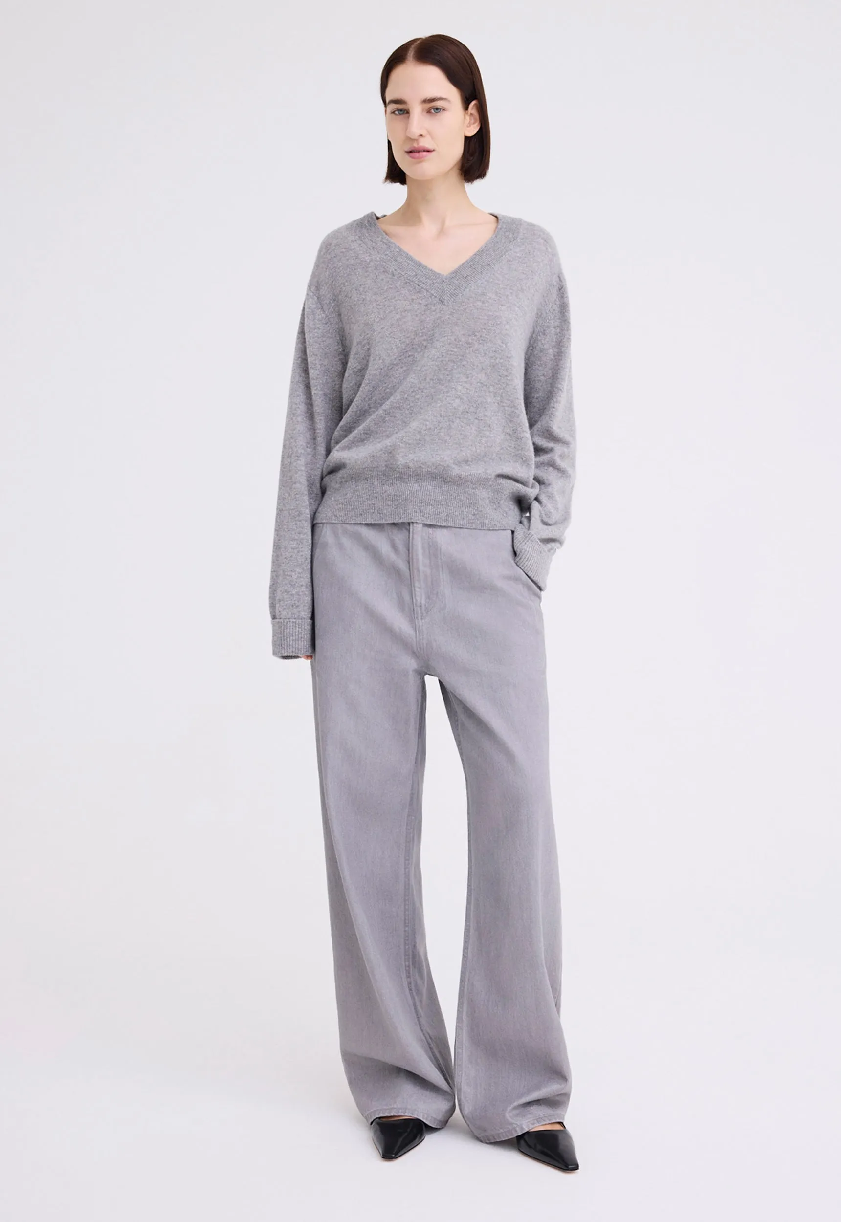 Sharpo Cashmere Sweater - Mid Grey Marle