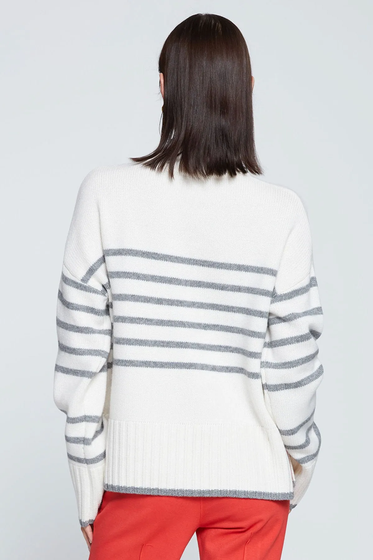 Stateside Striped Mock Neck Sweater in Cream