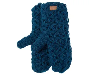 Teal Mittens, Chunky knit,  Mittens for her, 100% wool outside, Cozy fleece inside