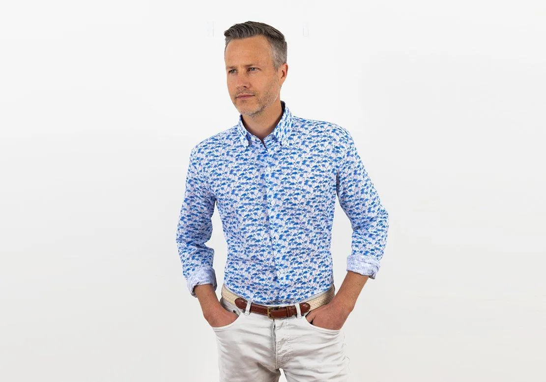 The Blue Parksley Printed Seersucker Casual Shirt