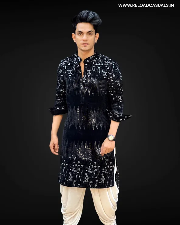 Top Bottom Flower Design Sequence Kurta