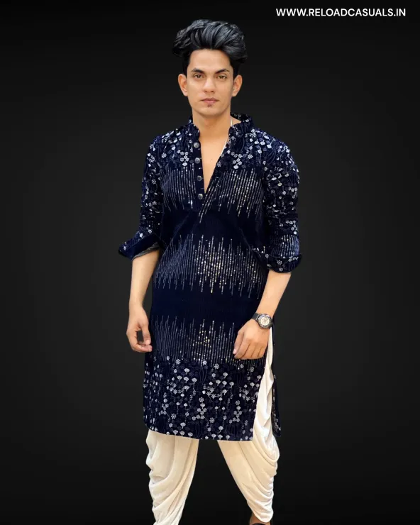 Top Bottom Flower Design Sequence Kurta