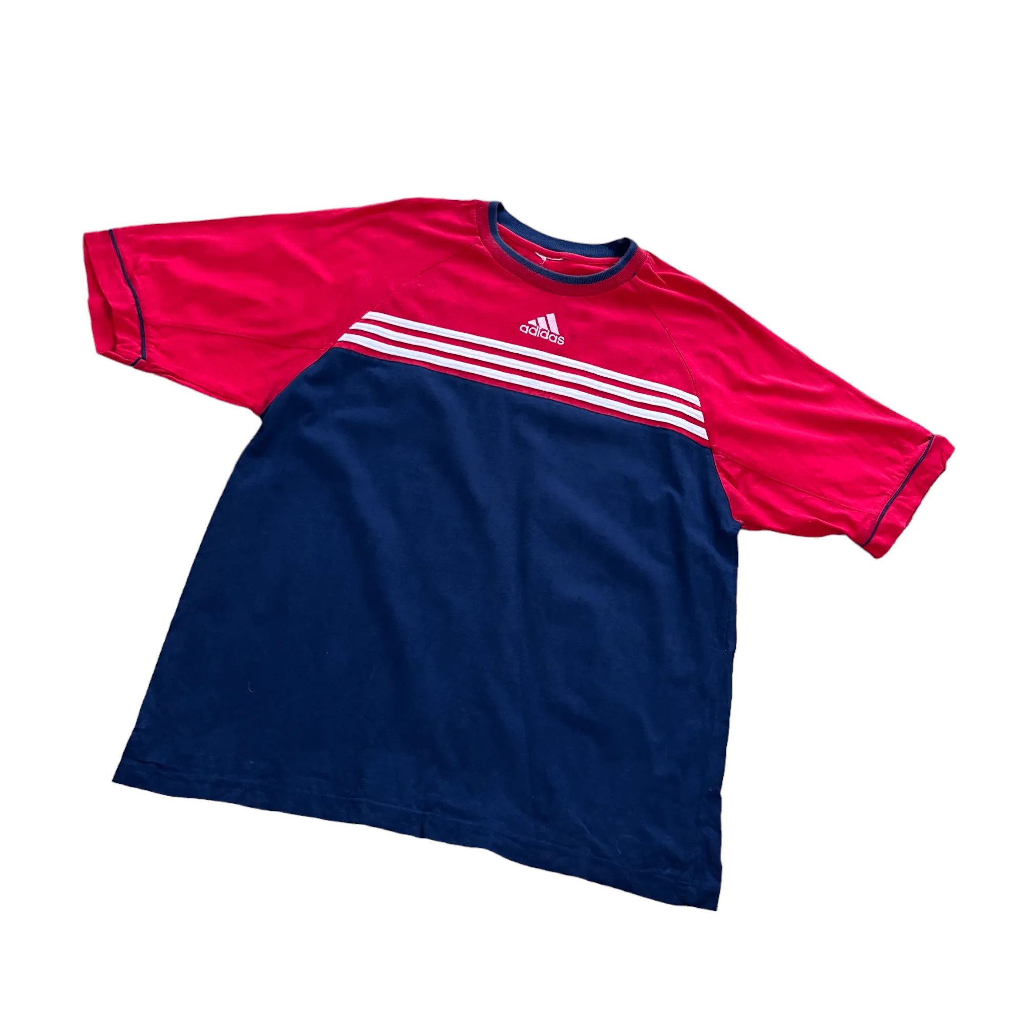 Vintage 90s Navy Blue, Red   White Adidas Tee - Extra Large