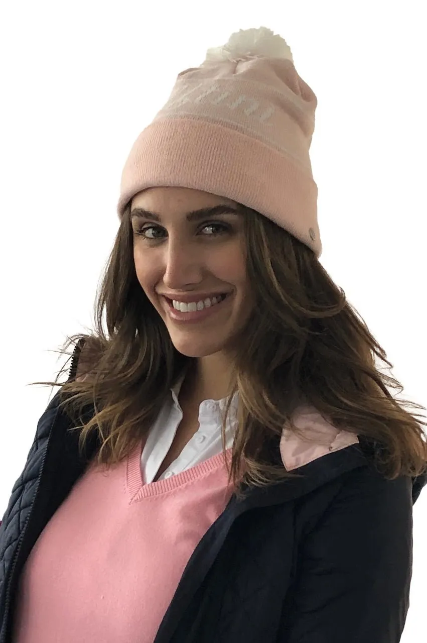 Women's Light Pink Fleece Lined Winter Knit