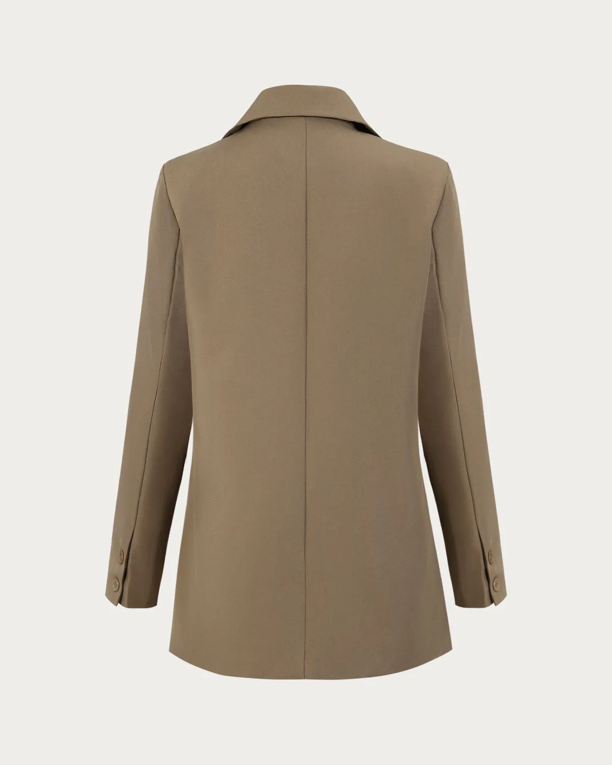 Women's Single-Breasted Khaki Pocket Blazer